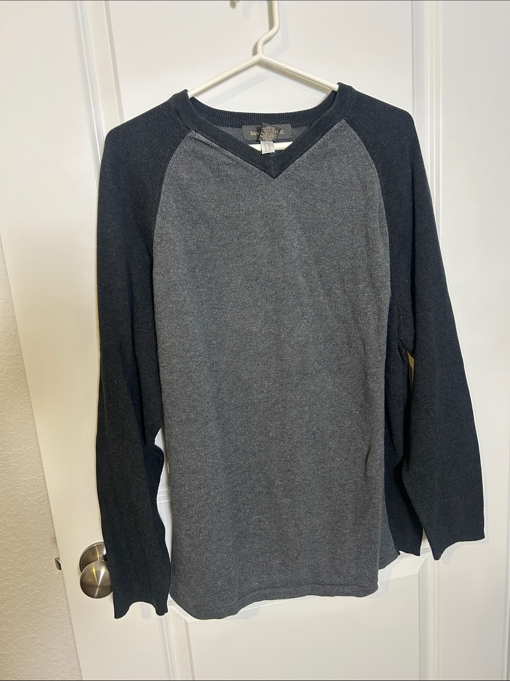 Banana Republic Two-Tone Gray and Black V-Neck Sweater